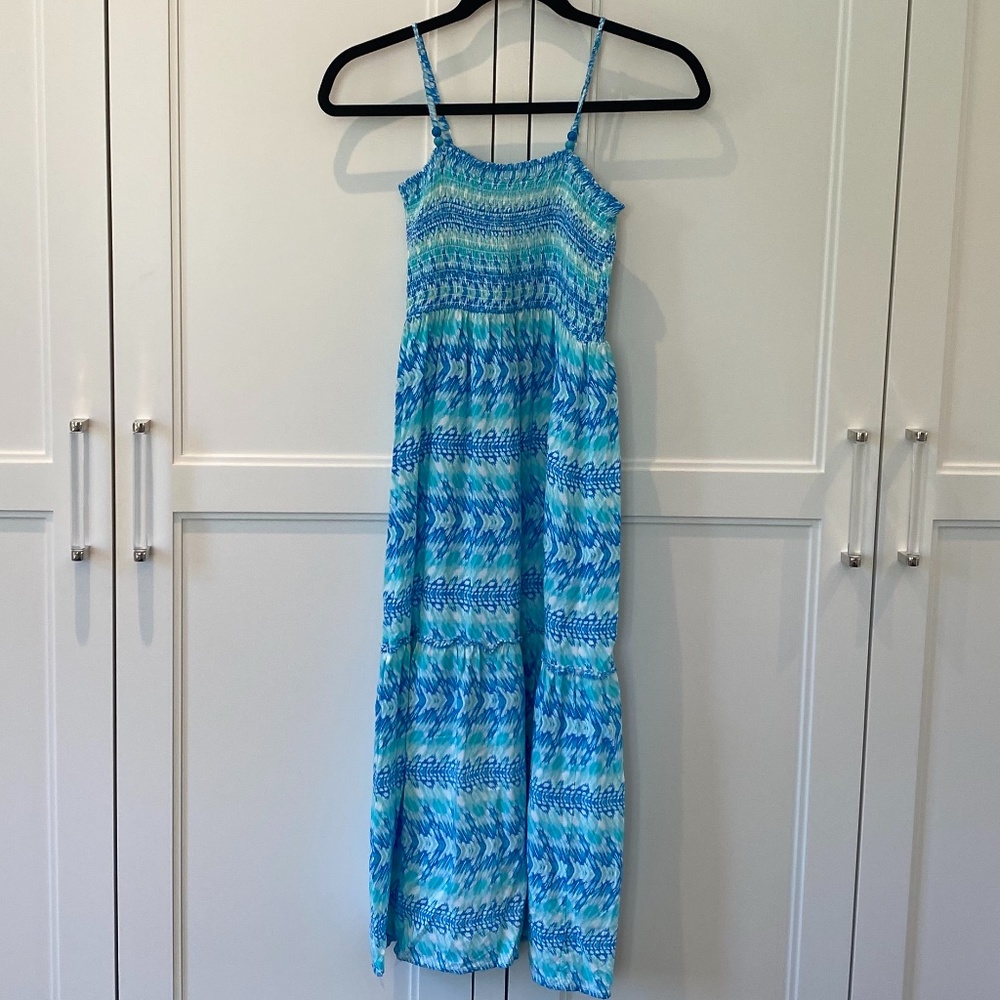 Long Pattered Dress- Blue/Green